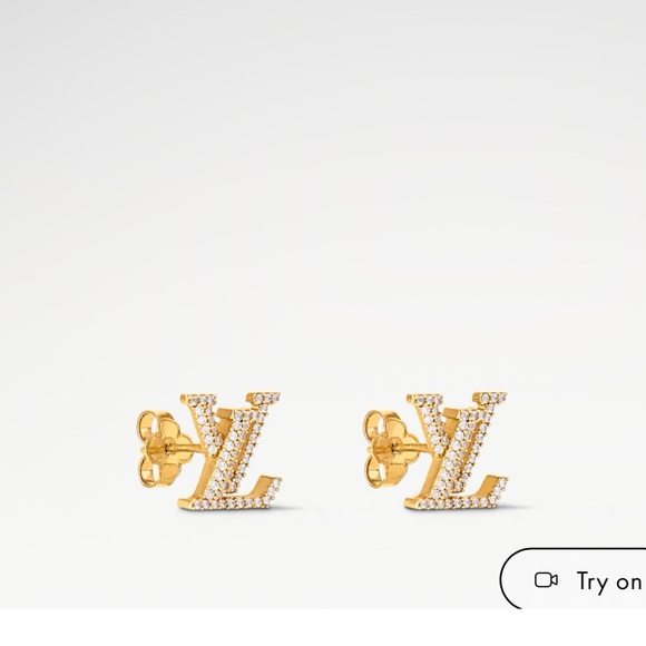 Cute Sparkling Gold Stud Earrings - Picture 7 of 8